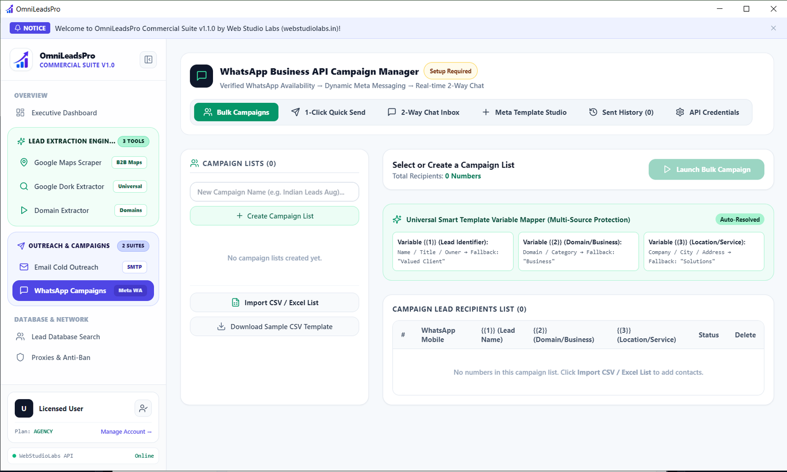 OmniLeadsPro Meta WhatsApp Interface