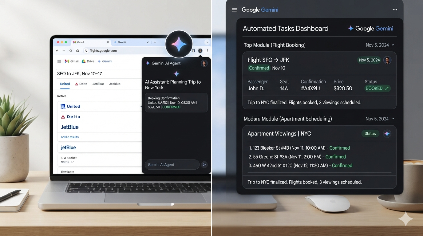 Google Chrome browser with Gemini Spark AI agent automating web tasks