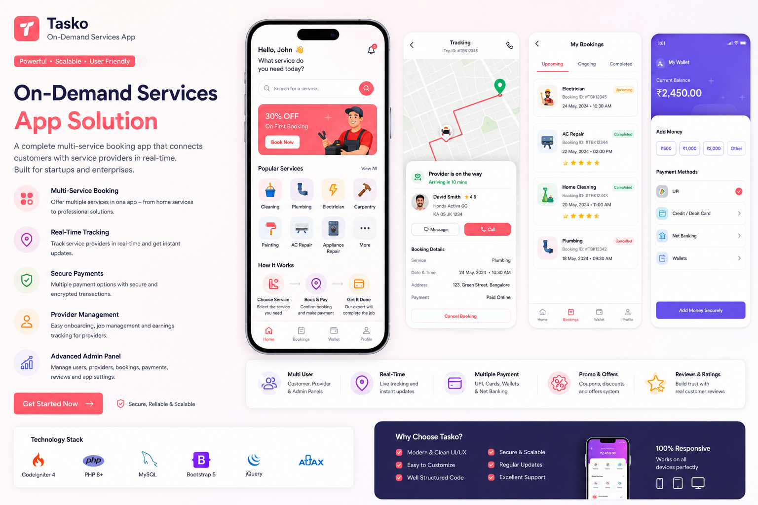 On-Demand Multi Service Mobile App Solution | Complete Service Booking Application